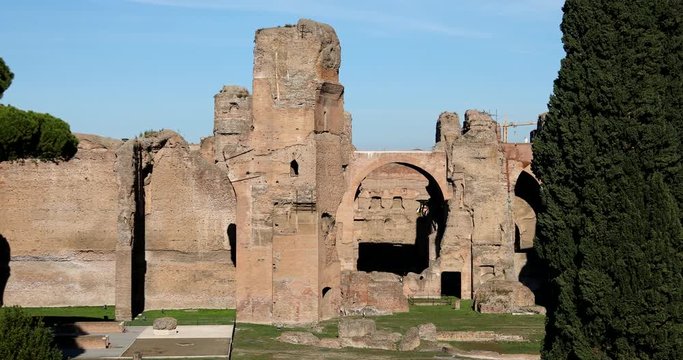 Rome, Baths of Caracalla 4k real video