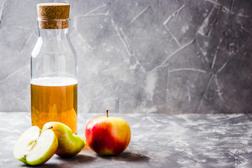 Detox kombucha in a bottle. Selective focus, space for text. 