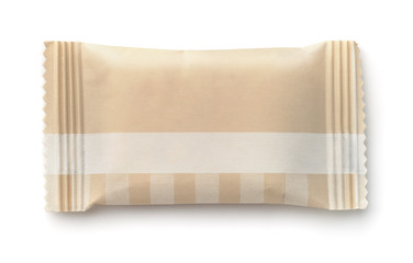 Top view of brown paper sachet