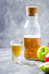 Apple alcohol cordial. Selective focus, space for text. 