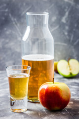 Apple cider alcohol drink in a bottle. Selective focus, space for text. 