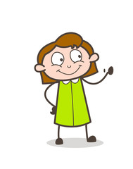 Smiling Girl Hand Gesture Vector Illustration