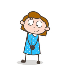 Smiling Young Girl Pleasure Face Vector