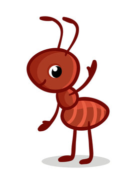 Vector illustration with a cute ant. Insect in the childrens cartoon style.