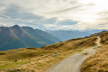 Walking trail in Swiss Alps