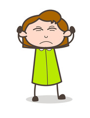 Irritated Cartoon Girl Face Expression Vector