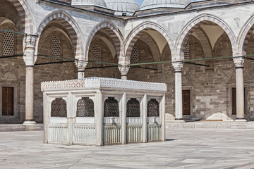 court yard of the famous landmark Suleymaniye Mosque in hostorical centre Istanbul, Turkey