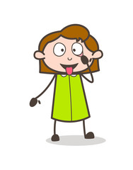 Happy Funny Girl Showing Eyes and Tongue Vector