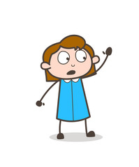 Surprised Girl Talking and Hand Gesture Vector