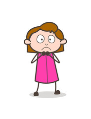 Young Girl Frowning Face Vector