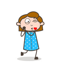 Obraz premium Lovely Girl Blowing Kiss Vector Concept