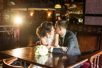 Portrait of a young couple. Wedding photo of loving couple