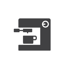 Coffee machine and coffee cup icon vector, filled flat sign, solid pictogram isolated on white. Symbol, logo illustration.