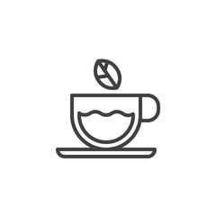 Cup of green tea line icon, outline vector sign, linear style pictogram isolated on white. Symbol, logo illustration. Editable stroke