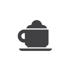 Сoffee cup with whipped cream icon vector, filled flat sign, solid pictogram isolated on white. Symbol, logo illustration.