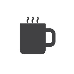 Mug with hot drink icon vector, filled flat sign, solid pictogram isolated on white. Symbol, logo illustration.
