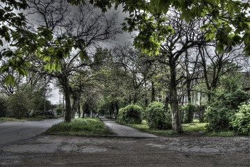 HDR.Lost city. Near Chernobyl area. Modern ruins. Pripyat