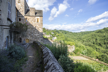 Fototapeta na wymiar Najac, a picturesque village in the Aveyron River, Southern France. Famous for the partly ruined castle that dominates the town