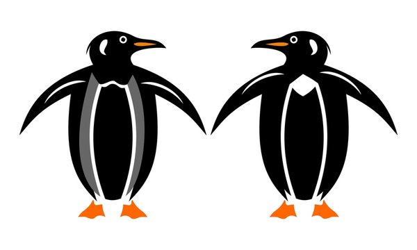 image of two silhouette penguins