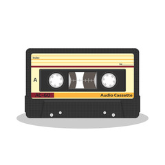 Retro audio cassette isolated on a white background. Vintage style music storage icon. Old record player tape.