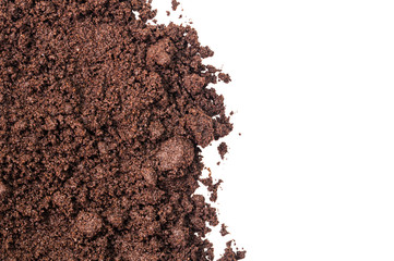 Coffee ground with white background in the middle for text, photo or video
