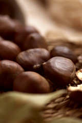 chestnuts and autumn leaves