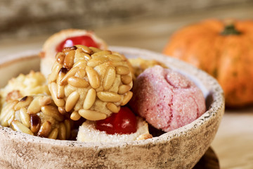 panellets, typical confection of Catalonia, Spain