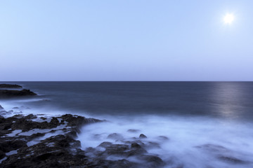 Moon over the ocean - Lanzarote, Canary Islands, Spain