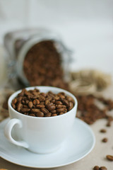 rustic coffee beans and wood