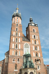 Fototapeta na wymiar St. Mary's Basilica in Krakow, Poland, Main Square