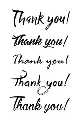 Thank you card. Hand drawn lettering. Ink Vector illustration.