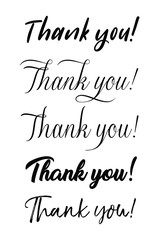 Thank you card. Hand drawn lettering. Ink Vector illustration.