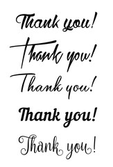 Thank you card. Hand drawn lettering. Ink Vector illustration.