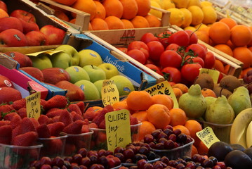 Veggies at the outdoor market in Italy.