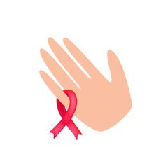Obraz premium World AIDS Day. Red ribbon on his arm. Vector illustration