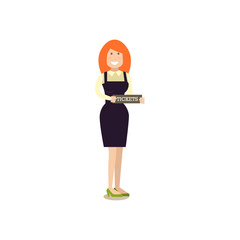 Airport ticket agent vector illustration in flat style