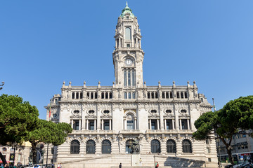Fototapeta na wymiar Historic city hall building in downtown Porto, Portugal