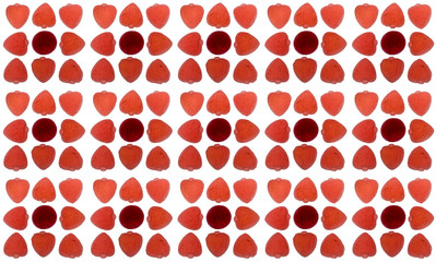 Seamless texture of red marmalade hearts.