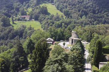 Fototapeta na wymiar The Sacra di San Michele, a religious complex on Mount Pirchiriano near Turin, Italy