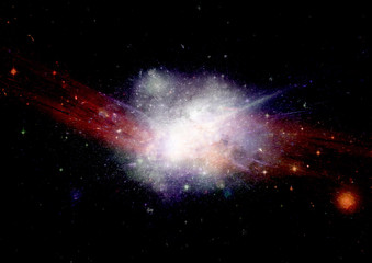 Stars, dust and gas nebula in a far galaxy