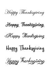 Thanksgiving typography hand drawn. Celebration Happy Thanksgiving Day. Vector vintage style text calligraphy. Usable for prints, flyers, banners, greeting cards, posters, etc. Hand-lettering set.