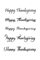 Thanksgiving typography hand drawn. Celebration Happy Thanksgiving Day. Vector vintage style text calligraphy. Usable for prints, flyers, banners, greeting cards, posters, etc. Hand-lettering set.
