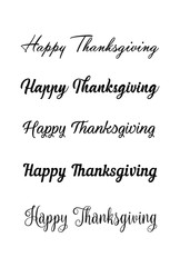 Thanksgiving typography hand drawn. Celebration Happy Thanksgiving Day. Vector vintage style text calligraphy. Usable for prints, flyers, banners, greeting cards, posters, etc. Hand-lettering set.