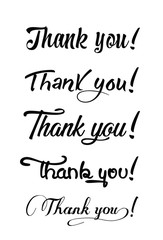 Thank you card. Hand drawn lettering. Ink Vector illustration.