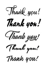 Thank you card. Hand drawn lettering. Ink Vector illustration.