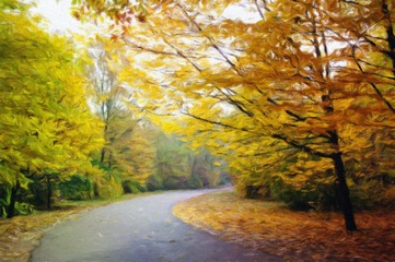Autumn landscape, oil paintings, fine art