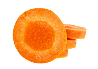 Fototapeta na wymiar Carrot segments on a white background