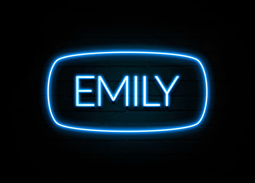 Emily - colorful Neon Sign on brickwall Stock Illustration | Adobe Stock