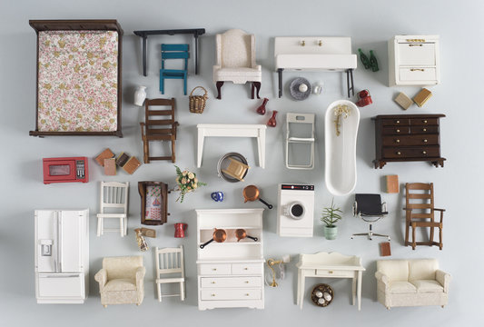 Collection of miniature furnitures from above