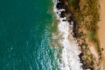 Top View of Waves Crushing